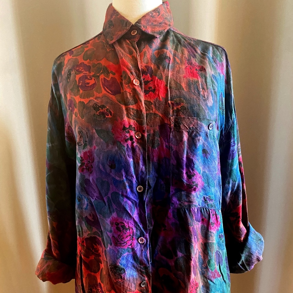 Colorful Viscose Free-Size Button-Down